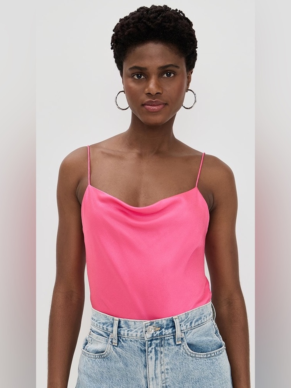 Alice + Olivia Harmon Slip Tank Pink Satin | Chic Date Night Going out Top - Picture 6 of 13